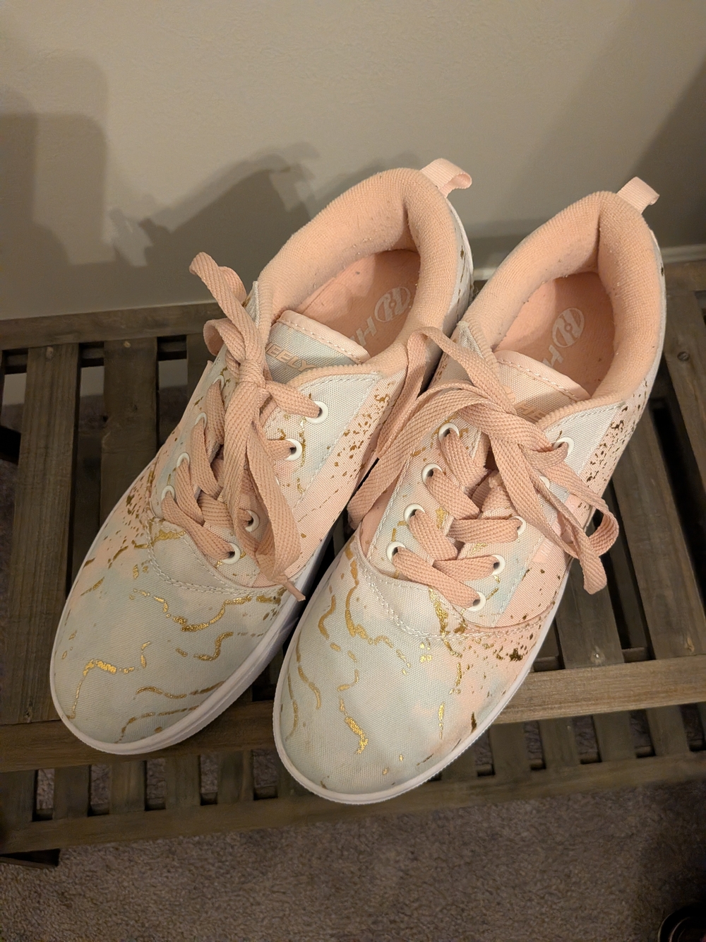 Heelys Pink and Gold Marble Accent Women’s Sneakers